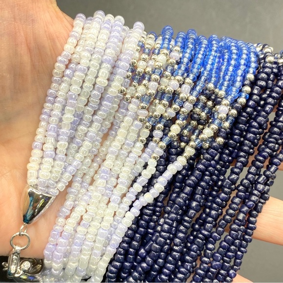 ERICA LYONS Blue Ombre Multi-Strand Seed Bead Necklace - Picture 3 of 7